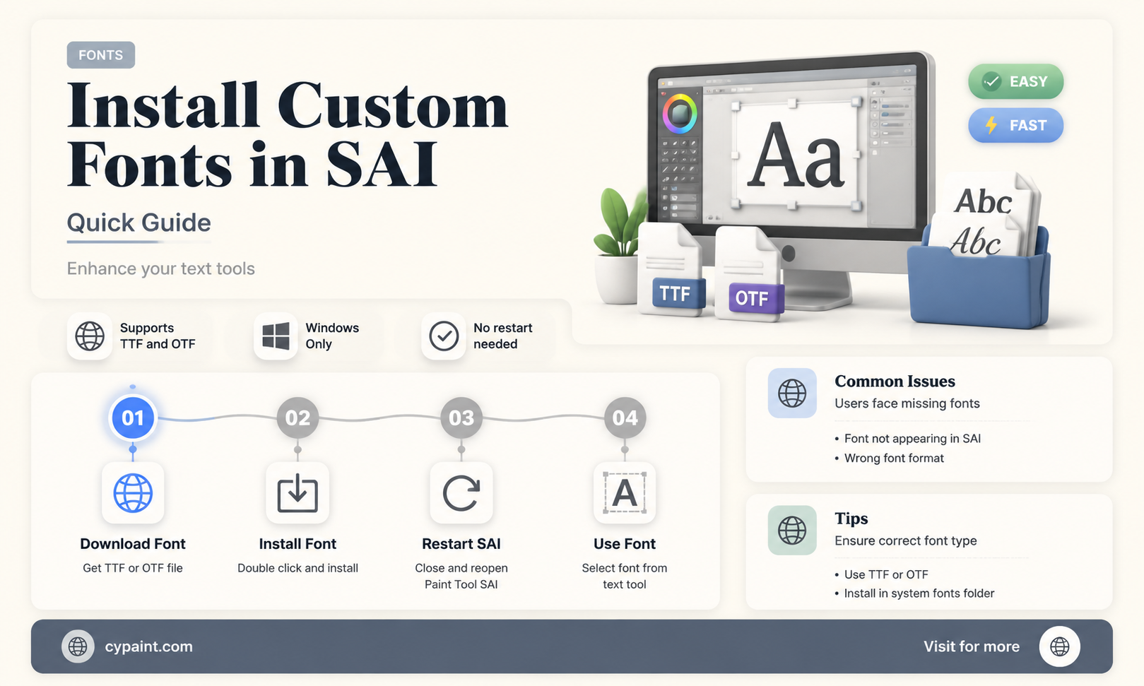can you add a font into paint tool sai