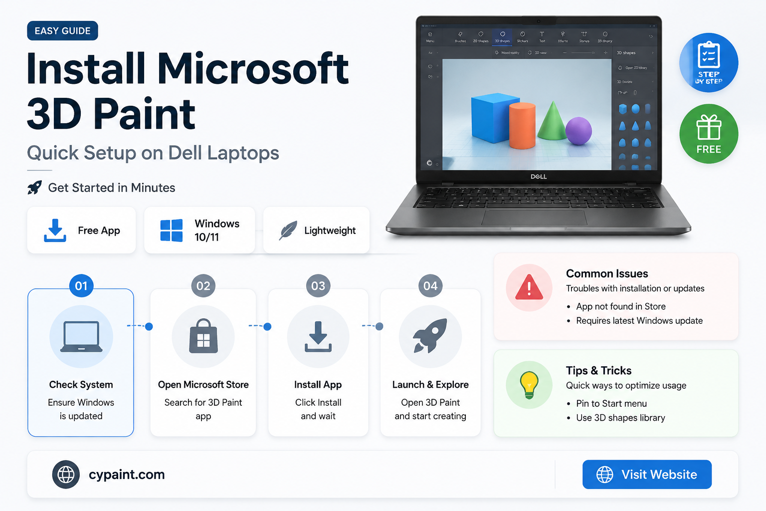 can you add microsoft 3d paint on a dell laptop