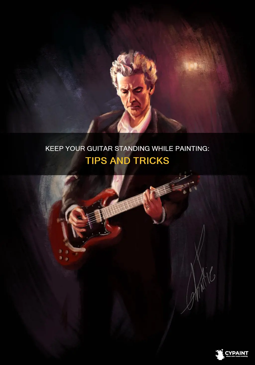 how to keep a guitar standing up while painting