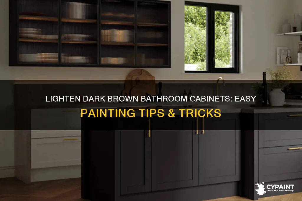 how to lighten dark brown painted bathrolm csbinets