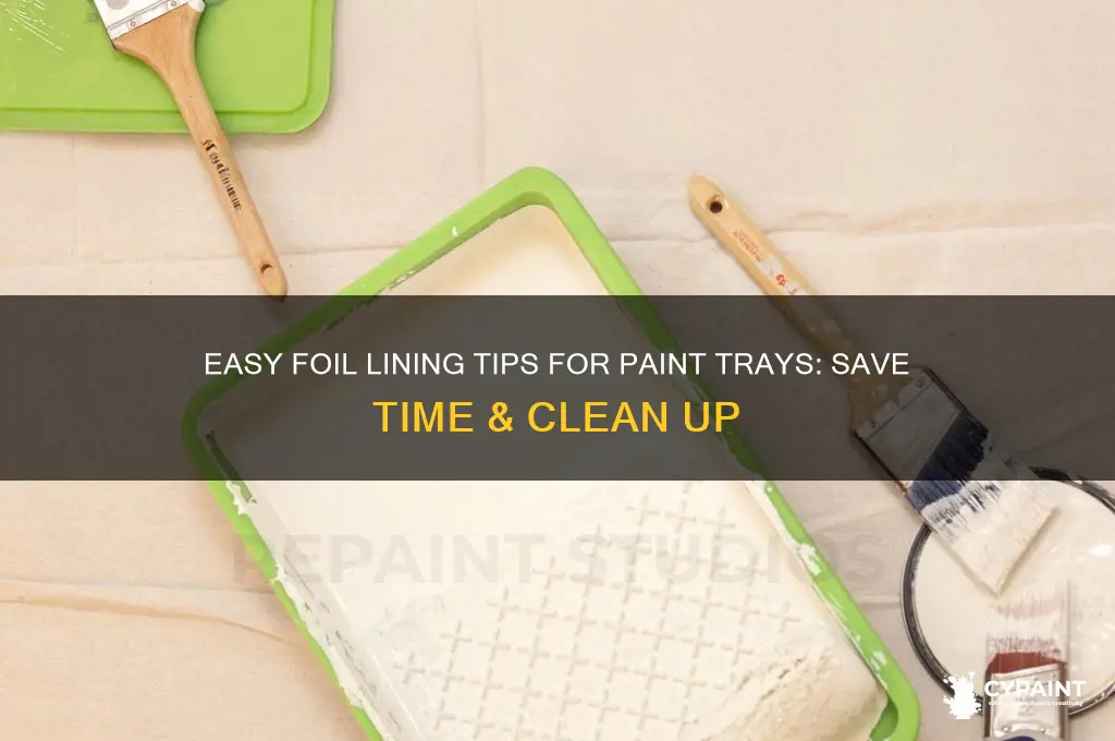 how to line a paint tray with foil