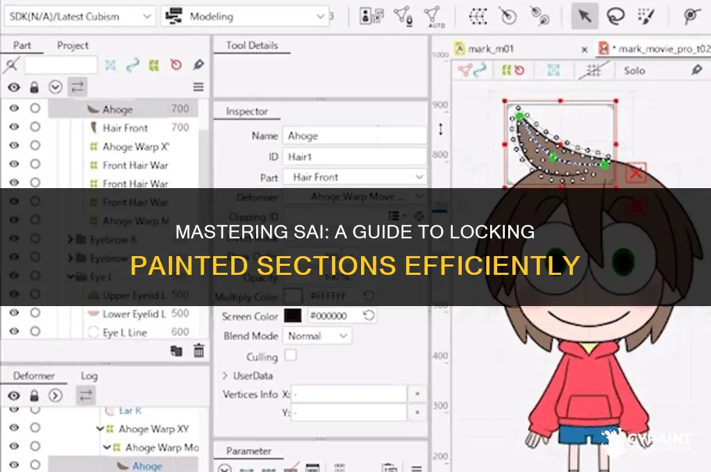 how to lock only painted sections in paint tool sai