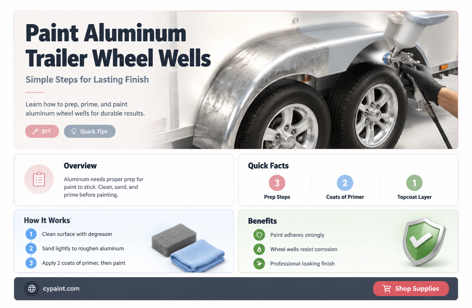 can paint stick to aluminum wheel wells on trailers
