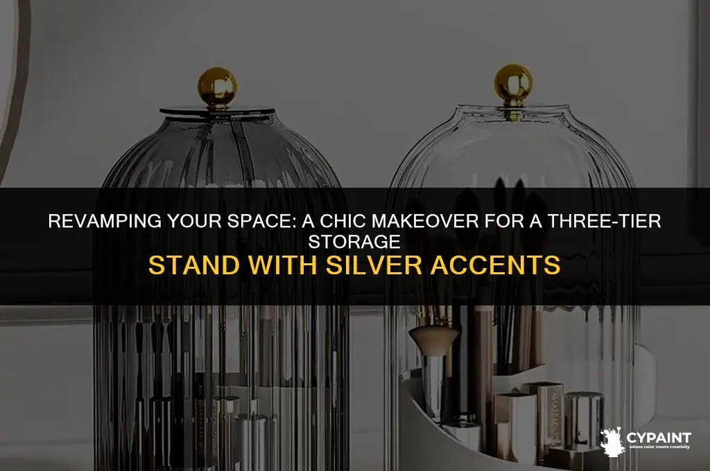how to makeover three tier storage stand paint accent silver