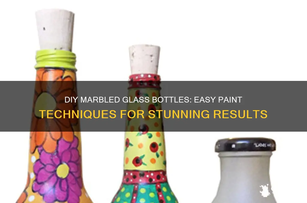 how to marble glass bottles with paint