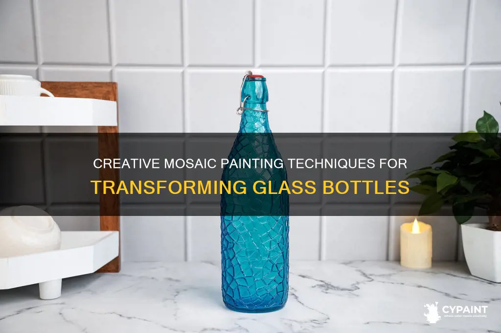 how to mosaic paint a glass bottle