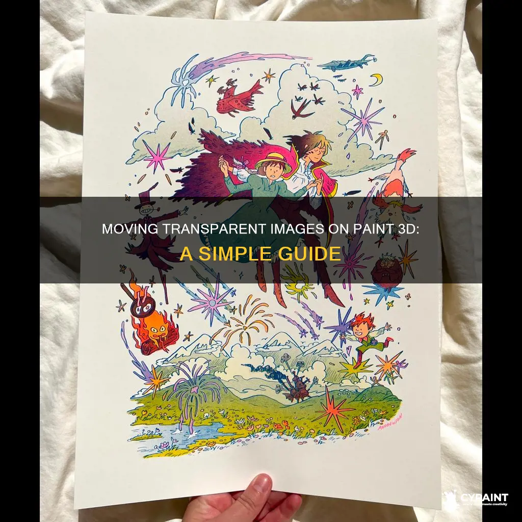 how to move a transparent image on paint 3d
