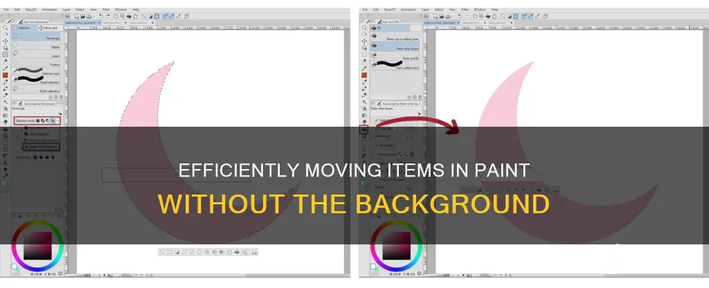 how to move items in paint without the background