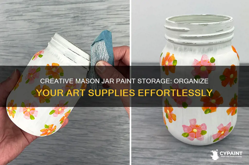 how to organize paint with mason jars
