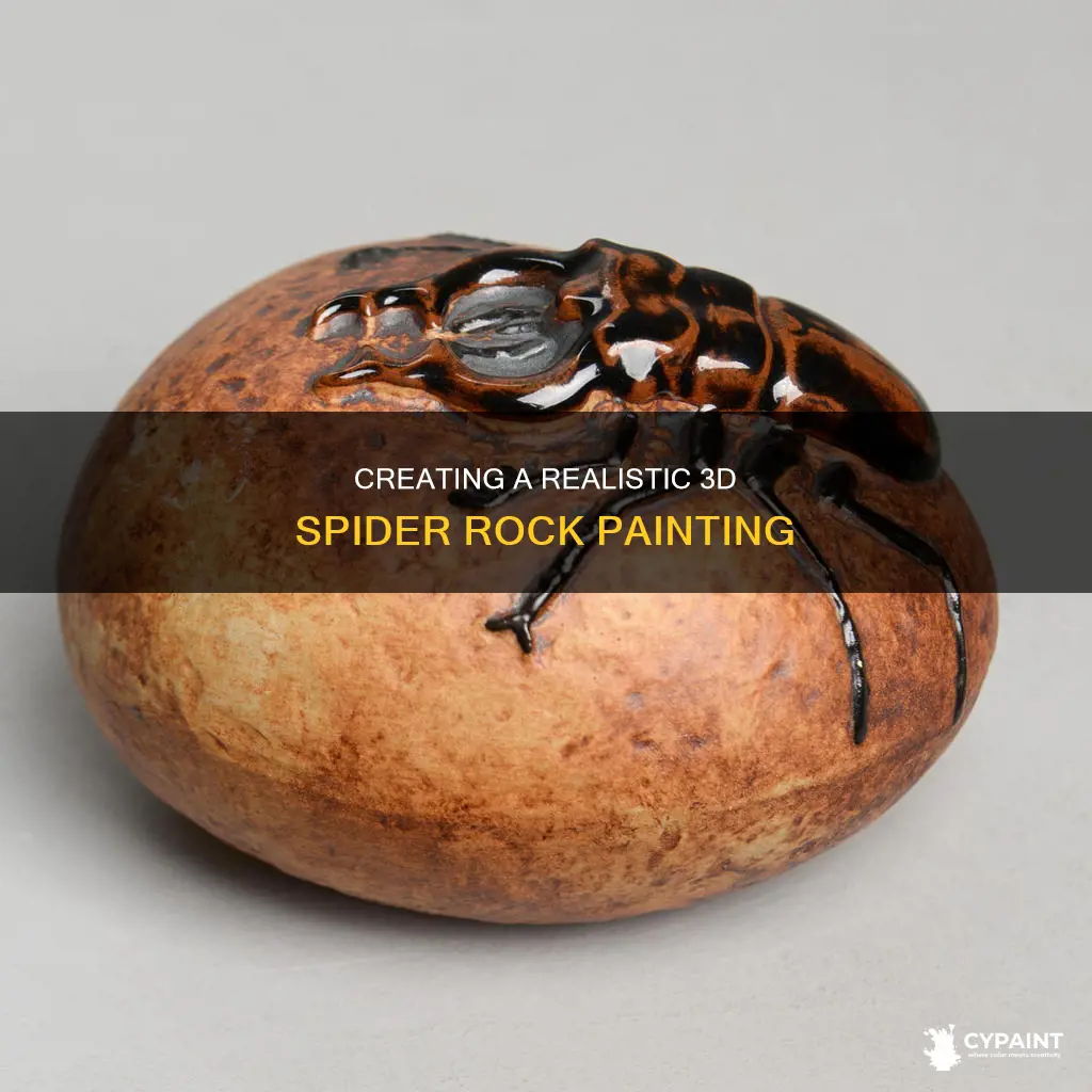 how to paint a 3d spider on a rock