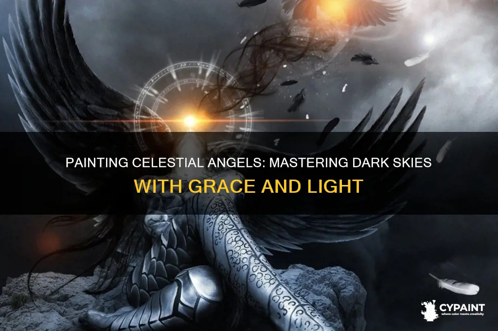 how to paint a angel in dark sky