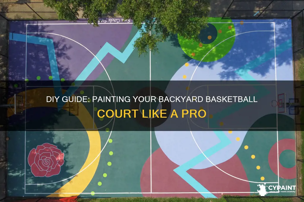how to paint a backyard basketball court