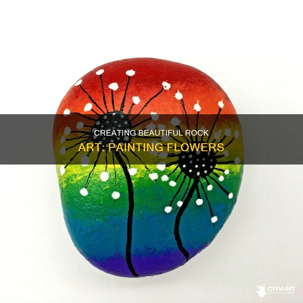 how to paint a beautiful flower on a rock