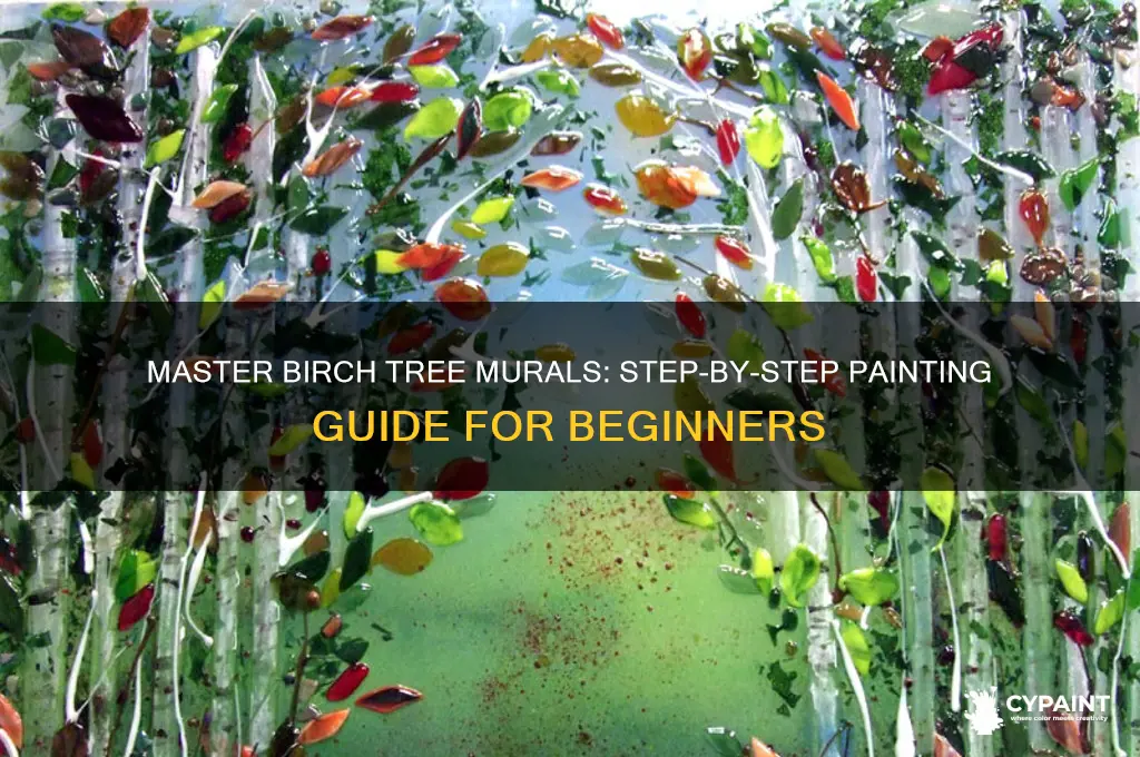 how to paint a birch tree mural