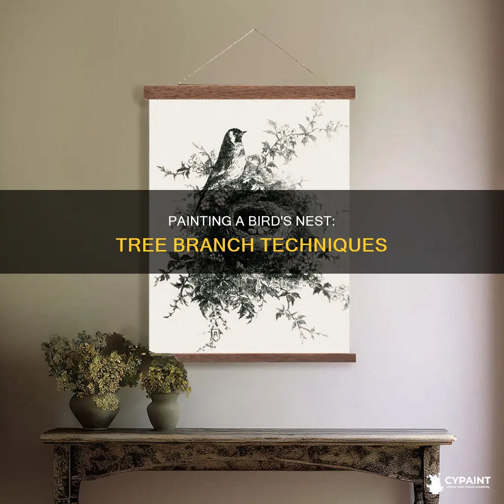 how to paint a bird nest in a tree