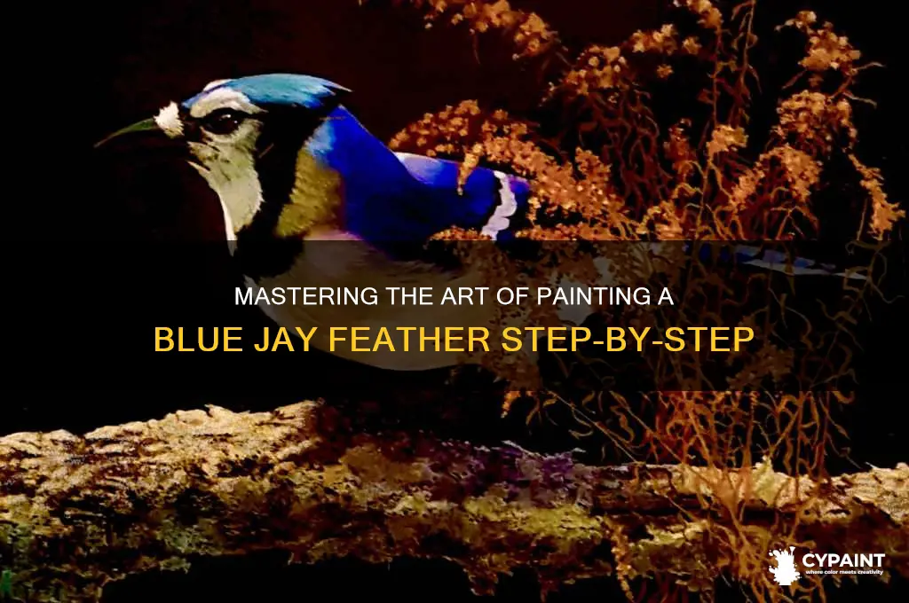 how to paint a blue jay feather