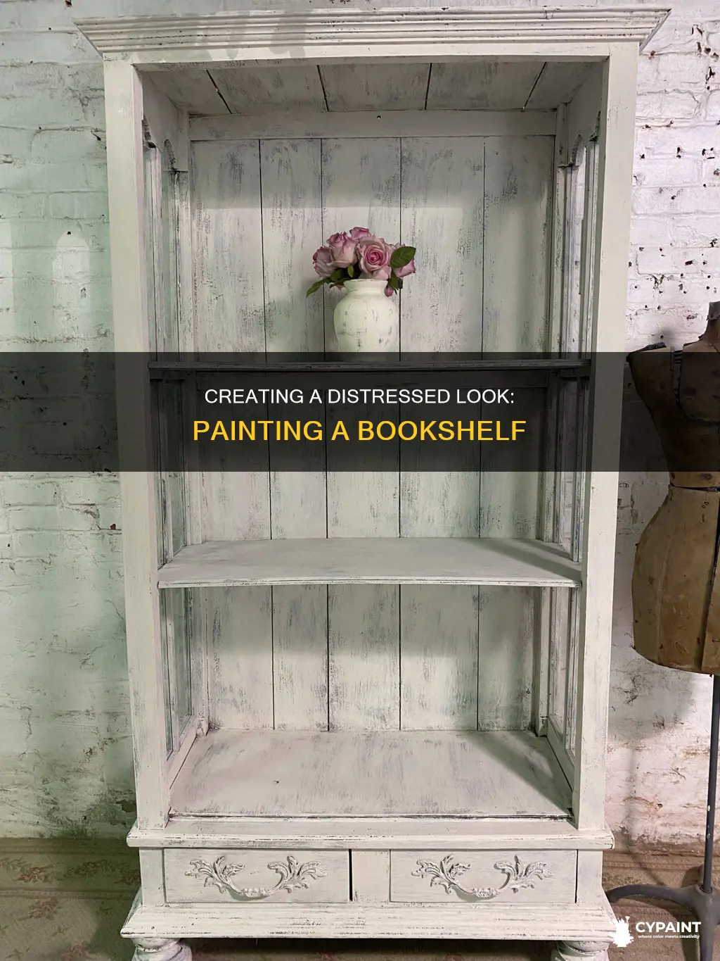 how to paint a bookshelf with a distressed look