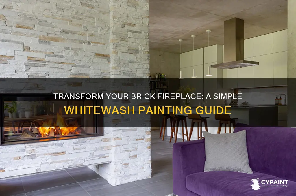 how to paint a brick fireplace whitewash