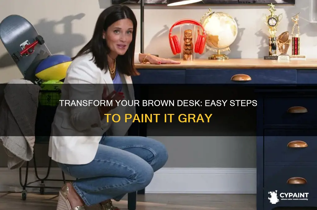 how to paint a brown desk gray