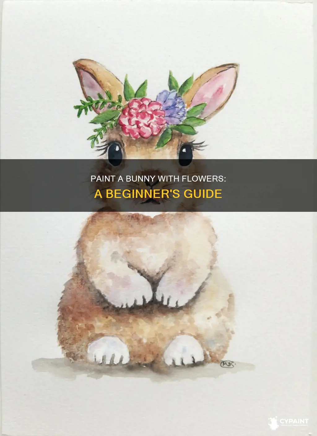 how to paint a bunny with flower for beginners