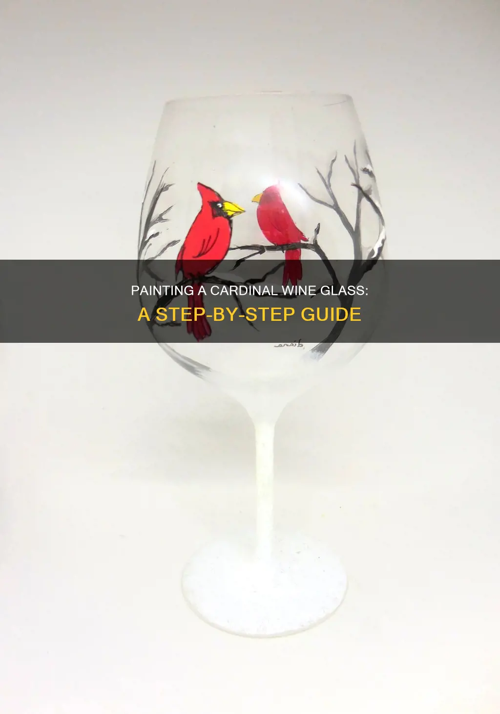 how to paint a cardinal on a wine glass