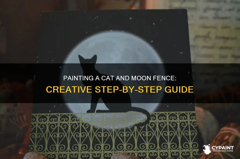 how to paint a cat and moon fence