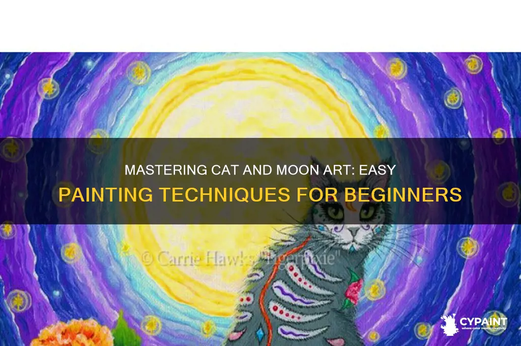 how to paint a cat and moon