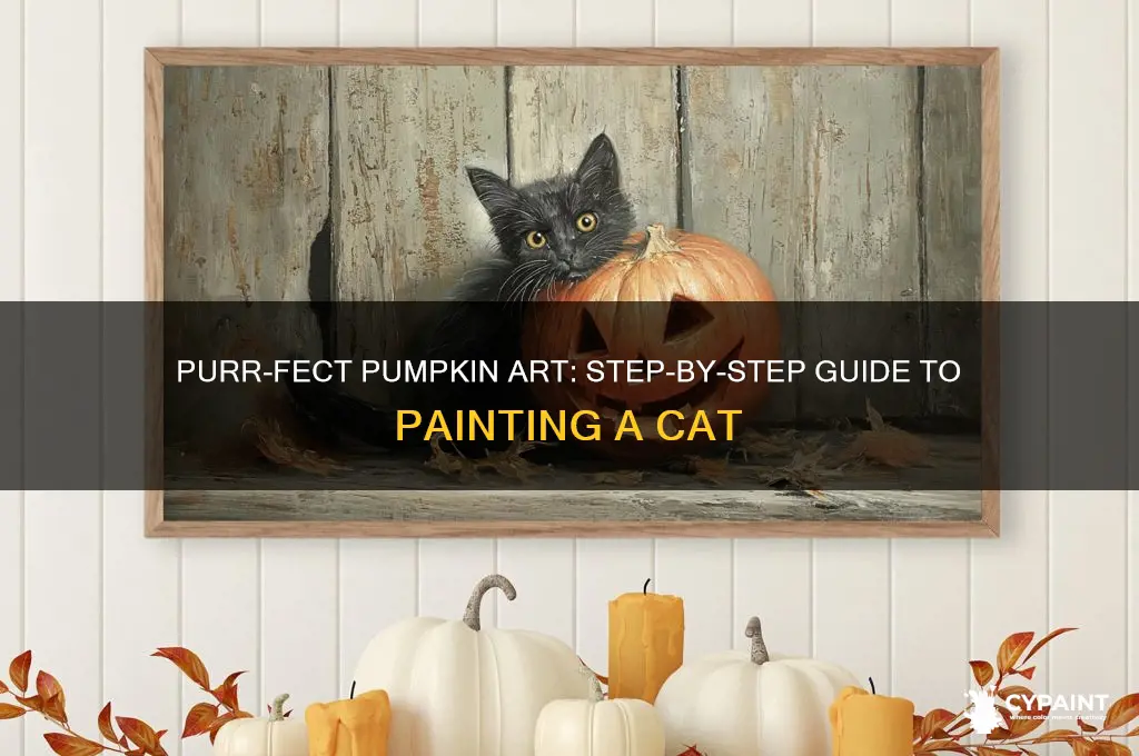 how to paint a cat on a pumpkin