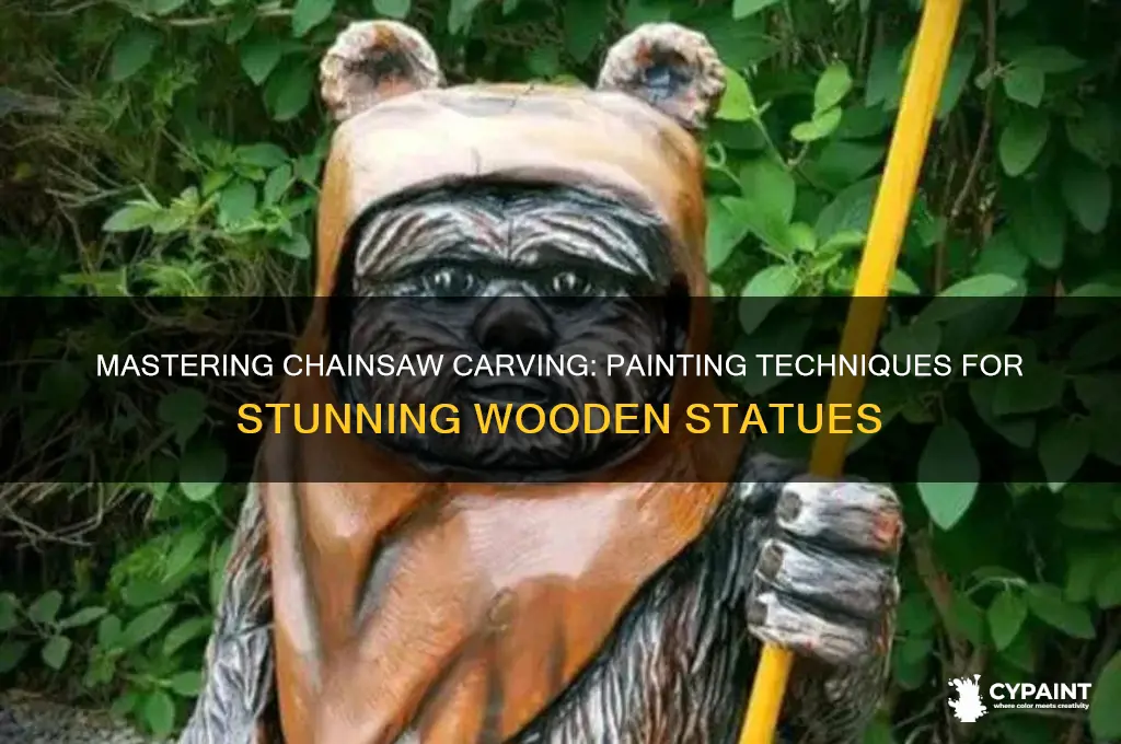 how to paint a chainsaw carved statue