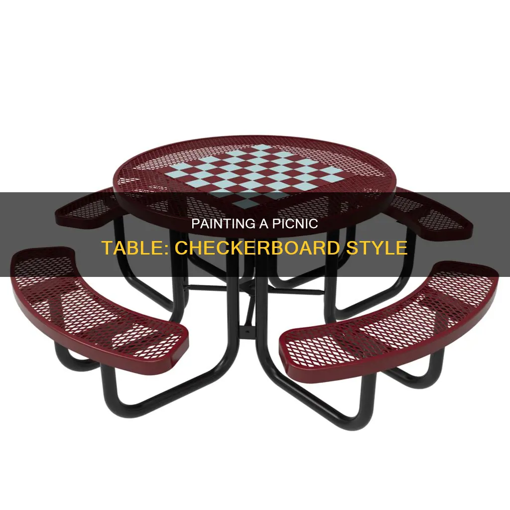 how to paint a checkerboard on a picnic table