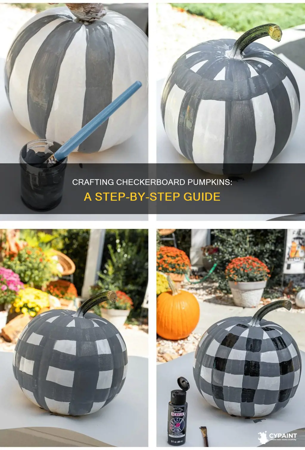 how to paint a checkerboard pattern on a pumpkin