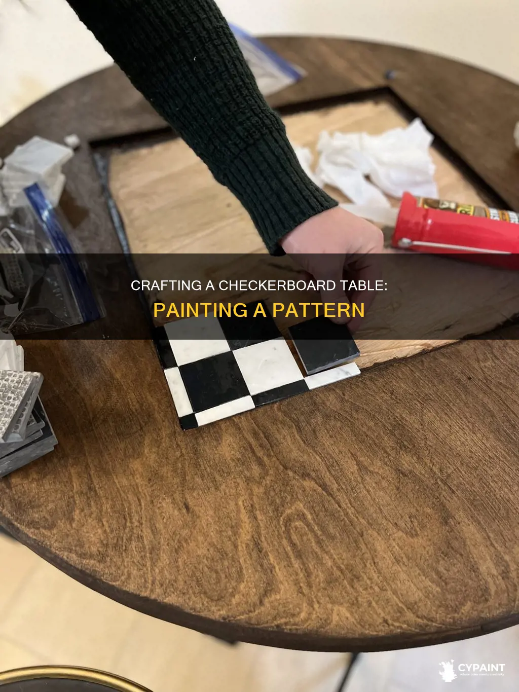 how to paint a checkerboard pattern on a table