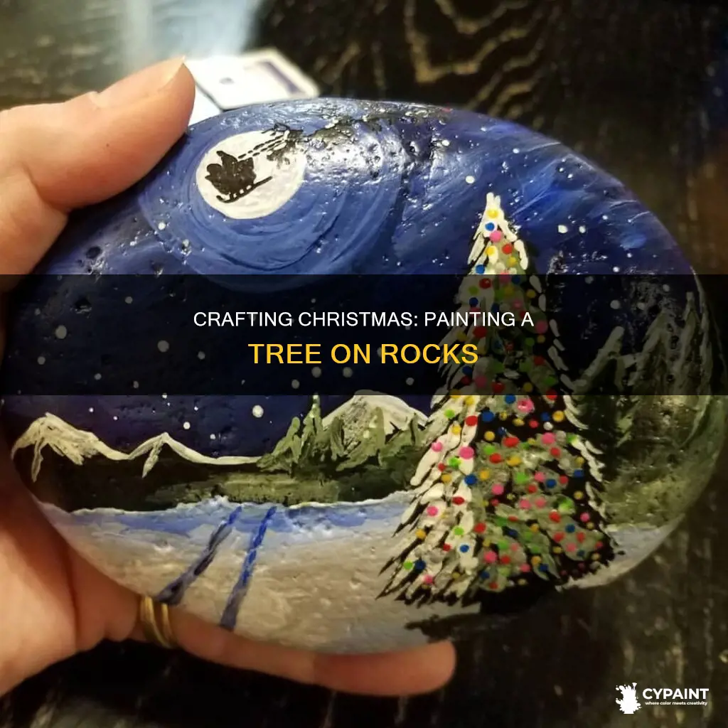 how to paint a christmas tree on a rock