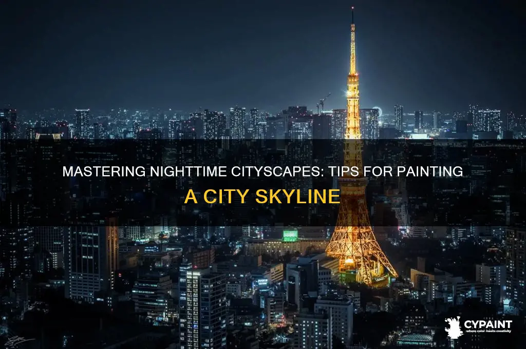 how to paint a city skyline at night