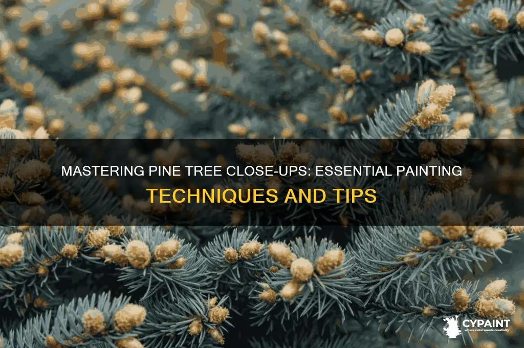 how to paint a close up pine tree