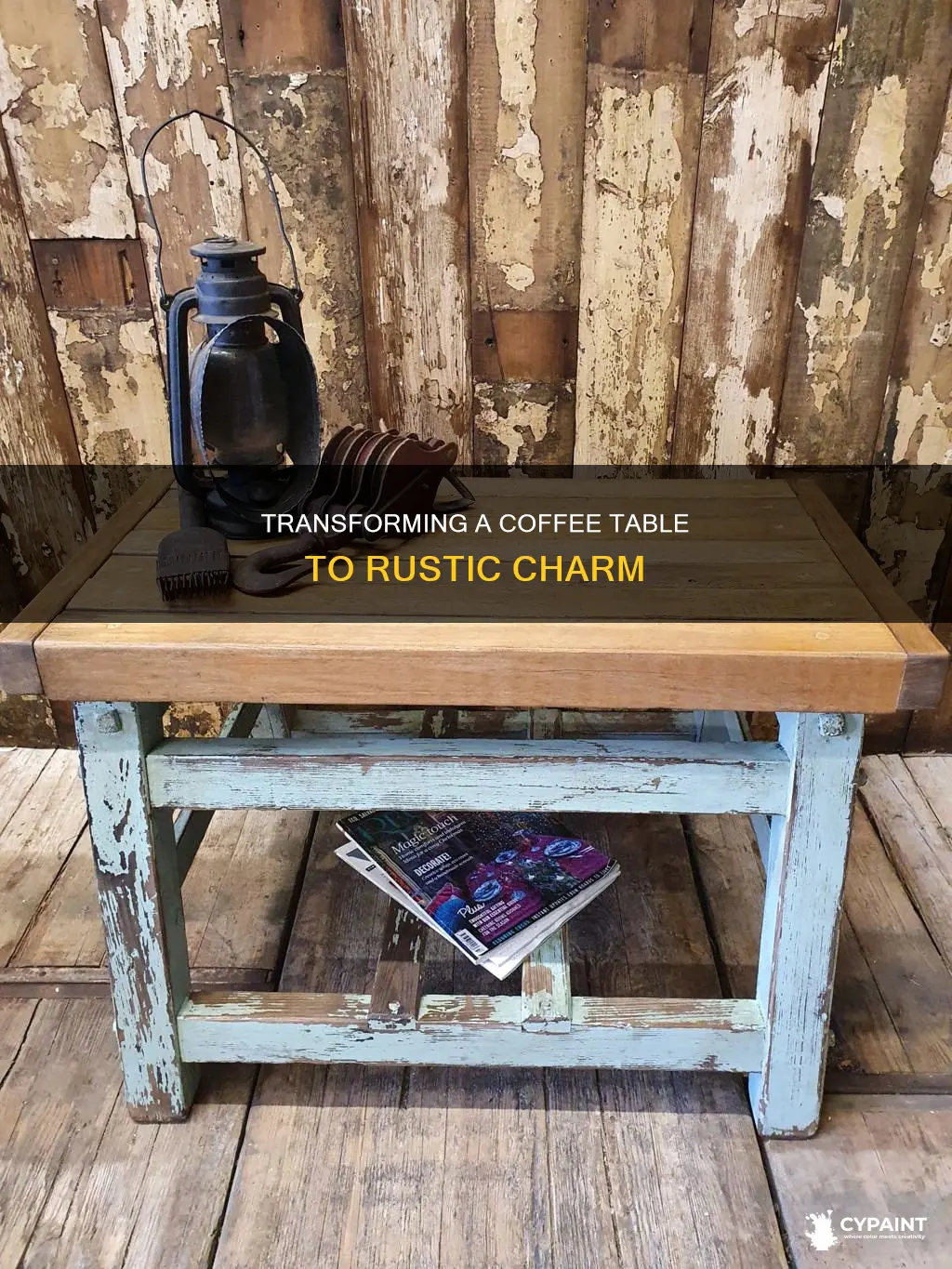 how to paint a coffee table to look rustic