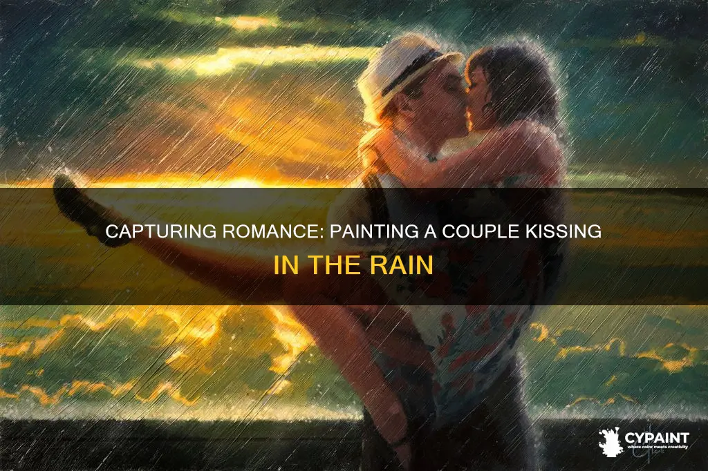 how to paint a couple kissing in the rain