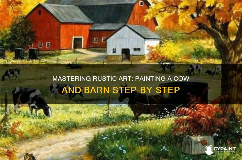 how to paint a cow and barn
