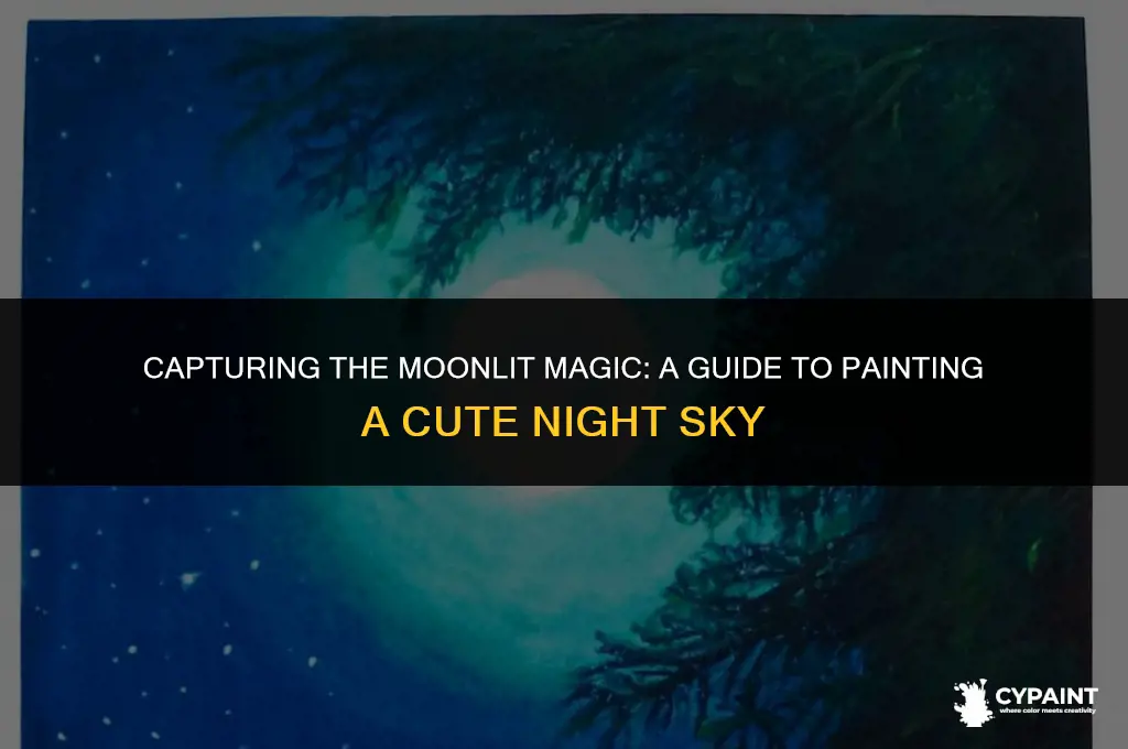 how to paint a cute night sky with the moon