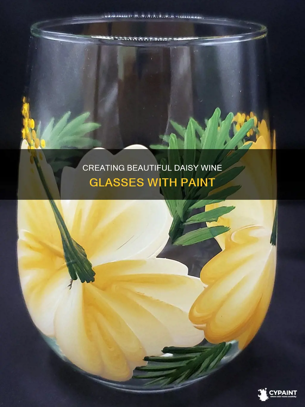 how to paint a daisy on a wine glass