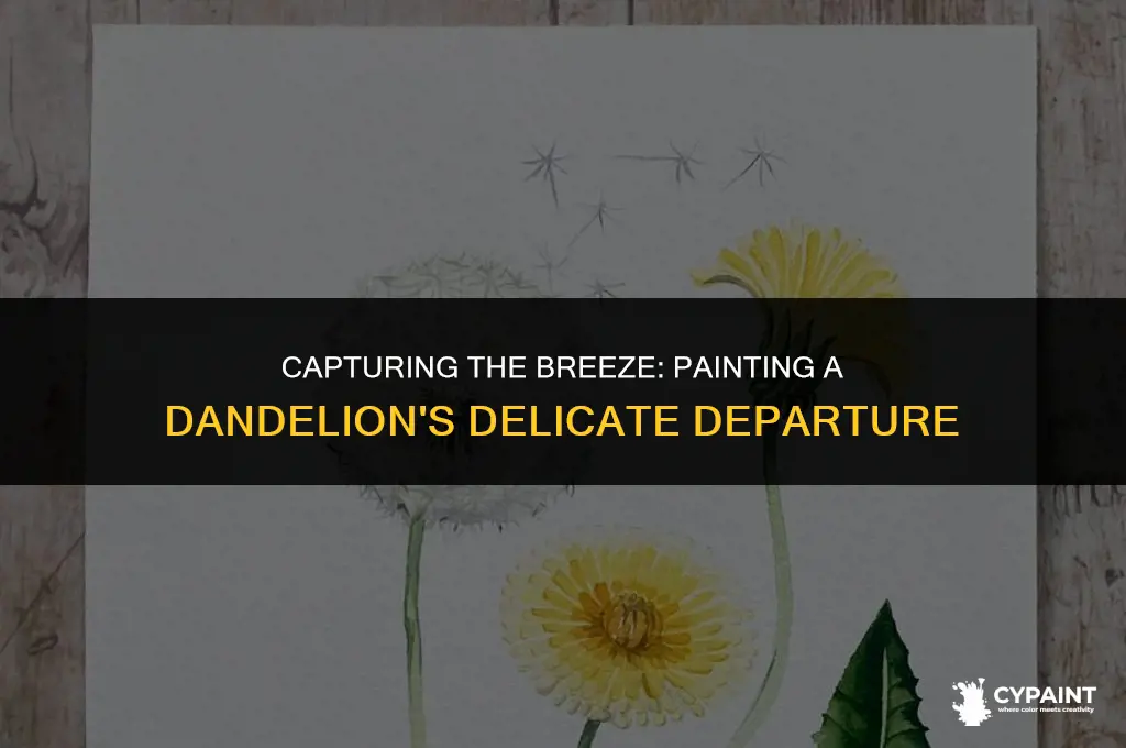 how to paint a dandelion with a piece floating away