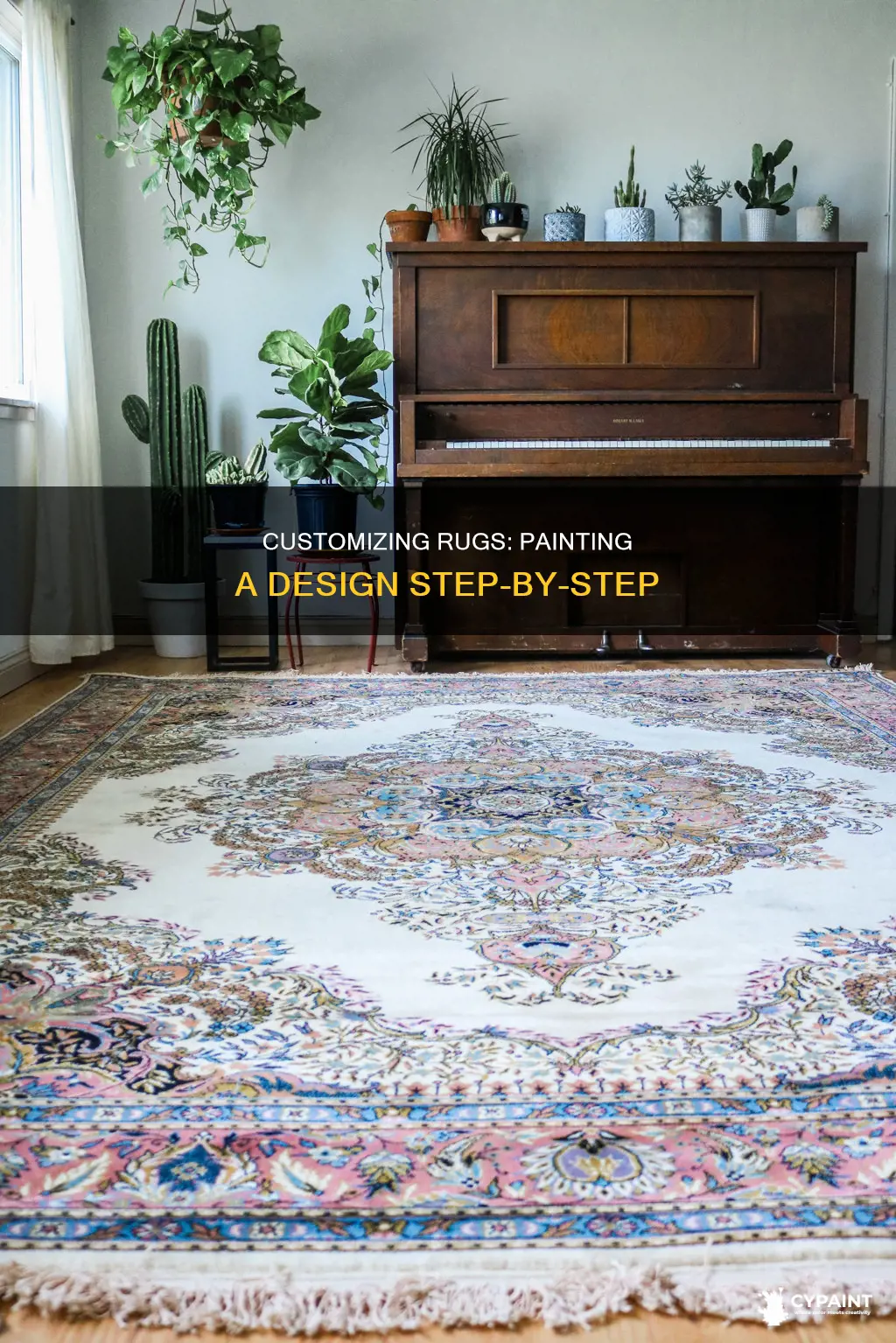 how to paint a design on an area rug