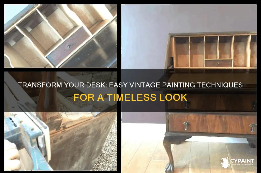 how to paint a desk to look vintage
