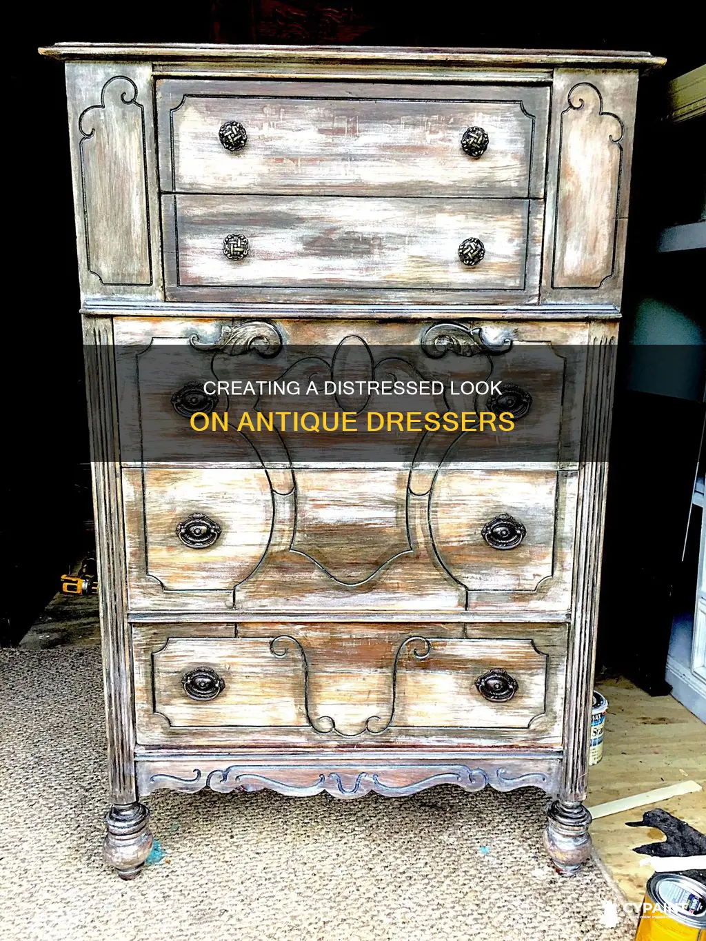 how to paint a distressed look on antique dressers