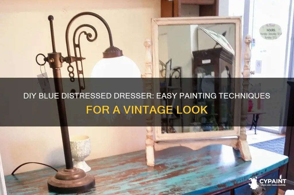 how to paint a dresser blue distressed
