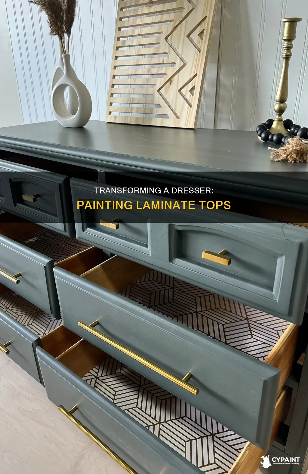how to paint a dresser with a laminate top