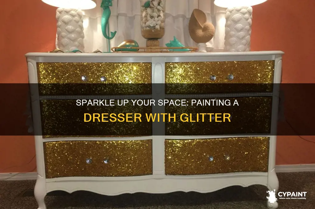 how to paint a dresser with glitter