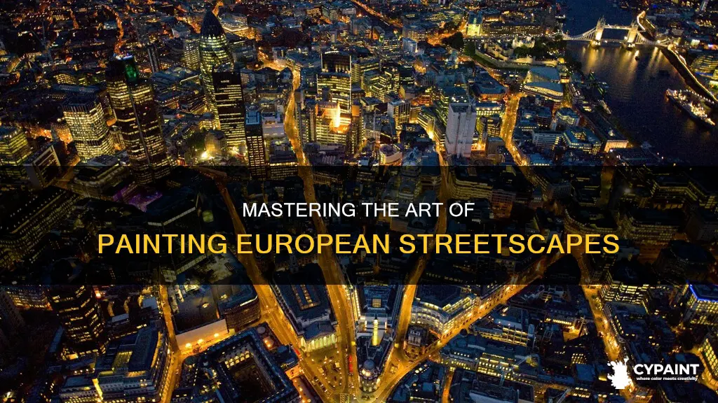 how to paint a european street scene from above