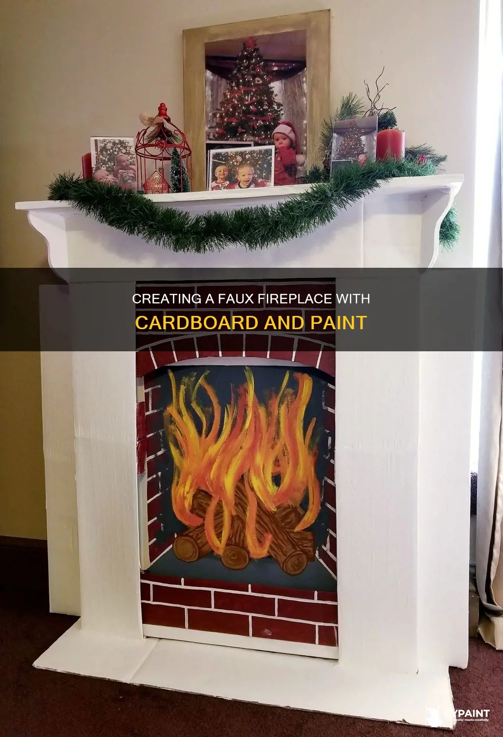 how to paint a fake fireplace on cardboard boxes