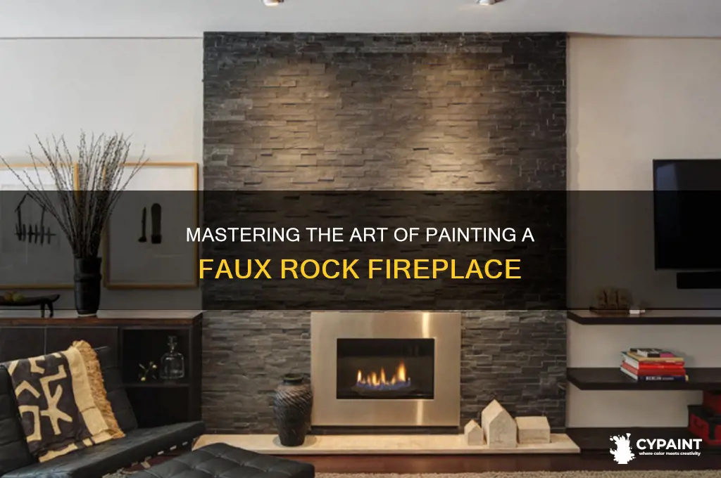 how to paint a fake rock fireplace
